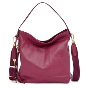 NWOT Authentic Fossil Maya Hobo Small Raspberry